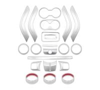 Moulure décorative Pour J&eep Pour Wrangler JK 2011-2017 Garniture Porte Console Centrale Ventilation Climatisation Volant Porte-gobelet(Silver 21pcs)
