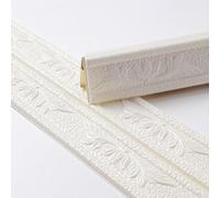 Moulure en mousse 3D pour mur, cadre de porte et escalier - Frise de papier peint XPE résistante à l'humidité - 230 x 8 cm - Blanc cassé