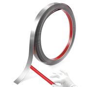 Moulure Flexible 5M X 10MM Peler et Coller Moulure Murale en Acier Inoxydable Imperméable et Résistant Avec Film Protecteur pour Cheminée, Cadre de Miroir, Meubles et Décoration de la Maison (Argenté)