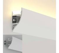 Moulure murale à DEL - Profil en aluminium de 4 m pour éclairage indirect, corniche et crique de plafond, support de canal LED linéaire, moulage de lumière décorative (4 m)
