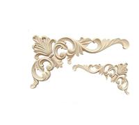 Moulure Murale Applique de fleur d'angle sculptée en bois, cadre non peint for décor d'armoire, miroir en bois, décalcomanie décorative for moulage de meubles Moulure Decorative(C 30cmx17cm)