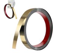 Moulure Murale, Bande de Miroir Métallique en Acier Inoxydable Flexible, Conception Amovible et Adhésive, Moulage Autocollant Chromé, 5m x 2cm, pour la Décoration des Chambres et des Salons, Or