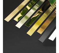 Moulure murale en acier inoxydable - Décollez et collez - Garniture en métal autocollante flexible pour plafond, cadre de miroir et plus encore - Revêtement mural pour décoration de meubles et miroirs