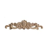 Moulure Murale Fleur de Rose longue, sculpture exquise, Appliques en bois naturel for meubles, moulures en bois, décalcomanie de décoration Vintage non peinte, 2 pièces Moulure Decorative(CH1- 20-5)