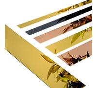 Moulure Murale Métallisée Flexible de 6,5 Pieds, Autocollante, comme Un Miroir pour Armoire, Mur, Plafond, Sol, Armoire, Carrelage, Bord M (Largeur 2 Cm, Noir Brillant)