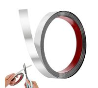 Moulure Murale, Plinthes Décoratives Flexibles Autocollantes, Bande de Miroir Métallique en Acier Inoxydable Flexible, Plinthes Décoratives en Métal, 5m x 2cm, pour la Décoration des Chambres, Argent