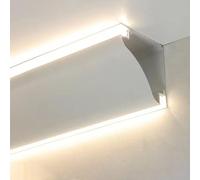 Moulure Plafond Moulure de Plafond en Aluminium avec Canal Diffuseur à LED, Moulure de Couronne, Corniche Murale/ de Plafond, Éclairage Indirect, Bandes Lumineuses à LED, Boîtier de Rail(7 m/22.9 ft)