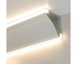 Moulure Plafond Moulure de Plafond en Aluminium avec Canal Diffuseur à LED, Moulure de Couronne, Corniche Murale/ de Plafond, Éclairage Indirect, Bandes Lumineuses à LED, Boîtier de Rail(1.2 m/3.9 ft)