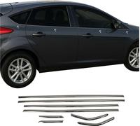 Moulures de fenêtre pour Ford Focus 2011-2018 Acier inoxydable foncé 8pcs