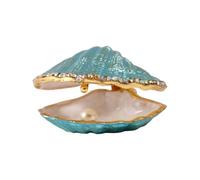 MOUMOUTEN Boîte à bijoux en forme de coquillage en métal et verre | Petite figurine de coquillage - Centre de table de collection pour boucles d'oreilles, bagues, colliers