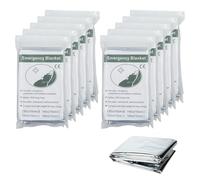 MOUMOUTEN Lot de 10 couvertures d'urgence en Mylar, 130 x 210 cm, Double Face, argentées, pour Le Froid, équipement et Fournitures de Survie pour Premiers Secours, randonnée et abris.