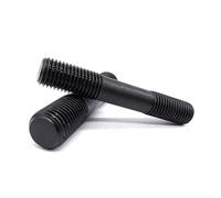 MOUMOUTEN Lot de 10 Goujons Filetés M12 x 65 mm, Acier Carbone 8.8 Noir | Filetage Égal aux 2 Extrémités, Haute Résistance, pour Mobilier et Industrie