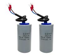 MOUMOUTEN Lot de 2 condensateurs de démarrage CD60, 200 µF/250 V, 100 x 50 mm (3,94 x 1,97 po), condensateurs ronds à 2 fils pour compresseur d'air, machine à laver et pompe