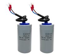 MOUMOUTEN Lot de 2 condensateurs de démarrage CD60, 250 µF/250 V, 100 x 50 mm (3,94 x 1,97 po), condensateurs ronds à 2 fils pour compresseur d'air, machine à laver et pompe