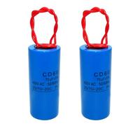 MOUMOUTEN Lot de 2 condensateurs de démarrage CD60, 75 µF/450 V, 80 x 35 mm (3,15 x 1,37 po), condensateurs ronds à 2 fils pour compresseur d'air, machine à laver et pompe