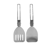MOUMOUTEN Lot de 2 mini spatules pliantes en acier inoxydable avec poignée pliante, spatule pliable en métal pour pique-nique, cuisine, randonnée, barbecue