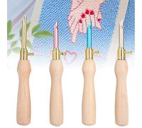 MOUMOUTEN Lot De 4 Aiguilles À Poinçonner Manche En Bois | Stylo Broder Portable, Outil De Couture Et Bricolage Créatif
