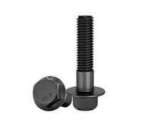 MOUMOUTEN M10*90 Boulons à tête hexagonale à bride, Grade 10.9 Boulons partiellement filetés Vis en acier allié noir Finition des boulons à tête hexagonale à bride, Quantité 10 pcs