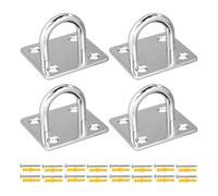 MOUMOUTEN M6 Plaque À Œillet Crochet U Lourd Acier Inoxydable 304 4Pcs | Kit De Suspension Au Plafond Avec Vis Pour Hamac, Yoga, Bateau, Corde, Balançoire, Montage Mural