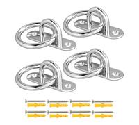 MOUMOUTEN M6 Plaque À Œillet Crochet U Lourd Acier Inoxydable 304 4Pcs | Kit De Suspension Au Plafond Avec Vis Pour Hamac, Yoga, Bateau, Corde, Balançoire, Montage Mural