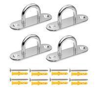 MOUMOUTEN M9 Plaque À Œillet Crochet U Lourd Acier Inoxydable 304 4Pcs | Kit De Suspension Au Plafond Avec Vis Pour Hamac, Yoga, Bateau, Corde, Balançoire, Montage Mural