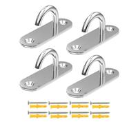MOUMOUTEN M9 Plaque À Œillet Crochet U Lourd Acier Inoxydable 304 4Pcs | Kit De Suspension Au Plafond Avec Vis Pour Hamac, Yoga, Bateau, Corde, Balançoire, Montage Mural