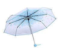 MOUMOUTEN Parapluie de Fleurs de Cerisier, 1PC Parapluie de Pluie Pliable Transparent à la Mode Princesse Parapluie de Voyage Fleurs de Cerisier Quatre Couleurs(Bleu)