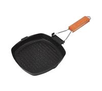 MOUMOUTEN Poêles à Induction à poignée Pliante, poêle à Frire carrée antiadhésive, poêle à Griller pour Griller du Bacon, du Steak, du Poisson et de la Viande(20 * 20cm)