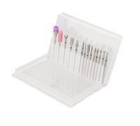 MOUMOUTEN Support de tête de meulage d'ongles, organisateur de stockage d'affichage de mèches de perceuse à ongles, ensemble de support de mèches de manucure pédicure avec boîte de rangement transpare