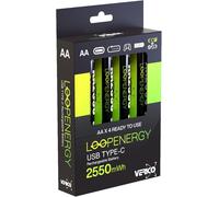 MOUN-Loopenergy Aa 2550 Wiederaufladbare Usb-C Batterie Aa 1,5V 2550Mwh (1700Mah) Li-Ion,Schnellladung Via Usb-C Anschluss In Ca. 2 Stunden,4X Aa,Farbe: Grün
