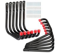 Moundnaik Lot de 12 crochets utilitaires robustes pour rangement de garage - 17 cm (noir + rouge, 17 cm x 17 cm)