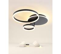 MOUNM Lampadario Camera da Letto, Plafoniera LED Soffitto Dimmerabile 3000K-6000K in Alluminio, 54W 5400lm, per Camera da Letto, Soggiorno, Salone, con Telecomando, Tre cerchi
