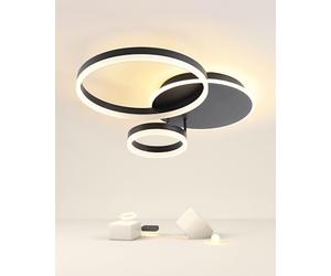 MOUNM Lampadario Camera da Letto, Plafoniera LED Soffitto Variateur 3000 K-6000 K en aluminium, 54 W 5400 lm, par caméra da Letto, Soggiorno, Salone, con Telecomando, Tre cerchi