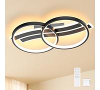 MOUNM Plafonnier LED Dimmable 3000k-6000k, Lustre 40W, Lampe Plafond Noir en Aluminium Avec Télécommande 55cm-Symbole Musical