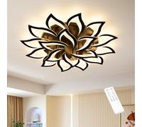 MOUNM Plafonnier LED Noir Dimmable de 3000k-6000K 100W, Luminaire Aluminium, Lampe avec Télécommande, Design de Creative Petal…