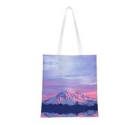 Mount At Sunset Sac fourre-tout en toile avec imprimé sur toute la surface, grand sac fourre-tout réutilisable avec double poignée, sac de plage, sac de week-end