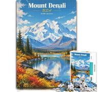 Mount Denali Landscape Puzzle Bois Complexe, Adultes, 1000 pièces | Puzzle adulte : idée cadeau de Noël pour adulte, activité à partager en famille.