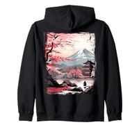 Mount Fuji Cherry Blossoms Geisha Japanese Garden Japan Art Sweat à Capuche