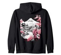 Mount Fuji Cherry Blossoms Geisha Japanese Garden Japan Art Sweat à Capuche