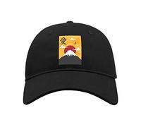 Mount Fuji Fujiyama Affiche style japonais vintage en coton Visière incurvée Casquette de baseball Chapeau de papa Unisexe Sport Confortable Top, Noir , taille unique
