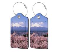 Mount Fuji Japan Étiquette de bagage durable avec boucle en métal avec identificateurs en polyuréthane pour nom, adresse et voyage