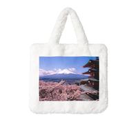 Mount Fuji Japan Sac à main en peluche pour femme - Grande pochette pour pièces de monnaie, portefeuille et accessoire Velcro - Cadeau parfait pour les femmes, blanc, Taille unique