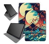 Mount Fuji Sakura Étui pour Kindle Fire 7 version 2019/2017 9e/7e génération, support pliable rotatif à 360 degrés, plusieurs angles de vue, étui en cuir PU avec mise en veille/réveil automatique