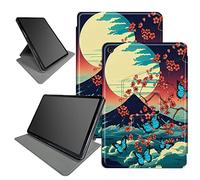 Mount Fuji Sakura Étui pour tablette Fire HD 10 (9e/7e/5ème génération, version 2019/2017/2015), support pliable rotatif à 360 degrés en cuir PU avec fonction veille/réveil automatique