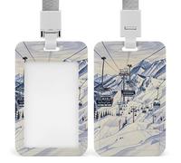 Mount Horsney - Porte-badge transparent pour remontées mécaniques avec lanière amovible - Pochette verticale en plastique rigide pour sécuriser les cartes d'identité de travail, cartes de crédit pour