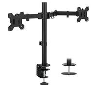 Mount-It! Support Double Moniteur | Deux Bras réglables Robustes à Mouvement Complet pour 2 écrans d'ordinateur 17 19 20 21 22 24 27 Pouces | VESA 75 100 | Collier en C et Base à œillets