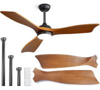Mount Jasper Ventilateur de plafond de 152,4 cm, 3 pales en bois, 6 vitesses, intensité variable, silencieux, réversible, CC pour extérieur, terrasse, chambre à coucher