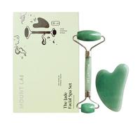 Mount Lai Ensemble de spa facial en jade, rouleau de jade et outils pour le visage Gua Sha, outil Guasha pour le visage pour soulager les tensions musculaires et réduire les gonflements, soins de la