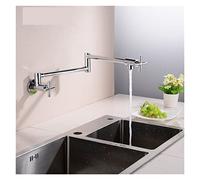 Mount Moup Pot remplissage Évier Taps Swinging Spout Faucet for la cu-isine Éviers gastronomiques Robinets Single Cold Sink Spigots Brush Tap noir,Débit d'eau élevé(Chrome)
