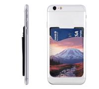 Mount Rainier National Park at Sunset Card Holder for Phone Case, PU Leather Adhesive ID Credit Card Case, Suitable for the back of most Smartphones